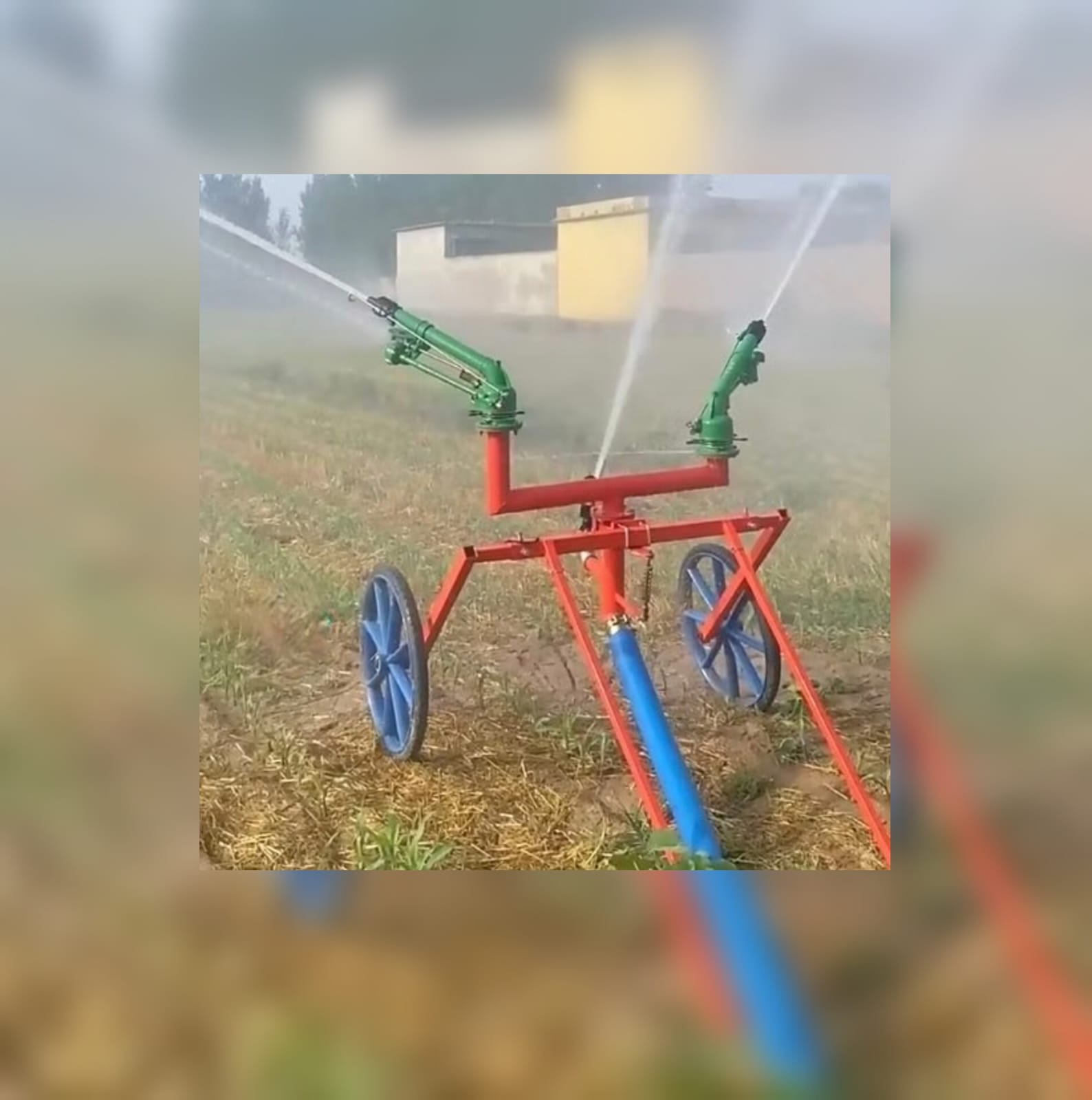 Portable Dual-Nozzle Rain Gun Sprinkler Cart Irrigation