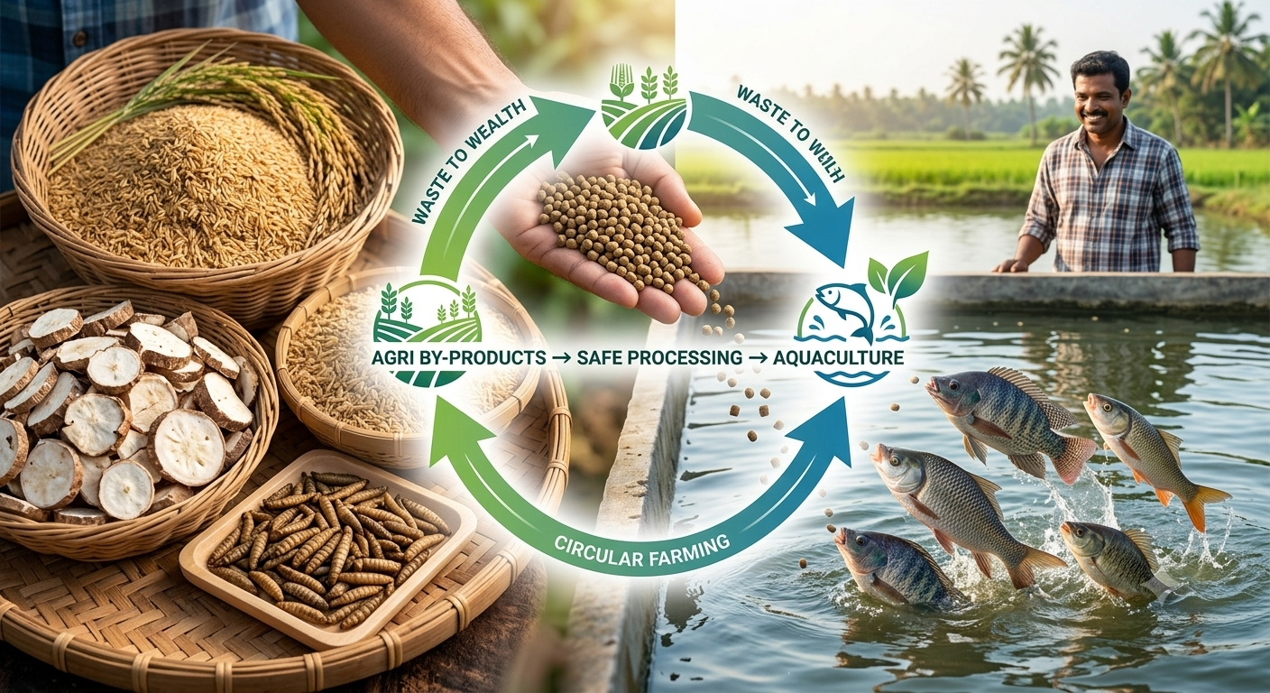 Farm Waste to Fish Feed: Sustainable Aquafeed from By-Products